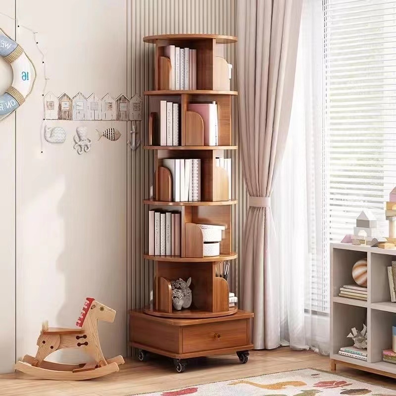 Rotating Bookshelf Children's Picture Bookshelf Floor Student Shelf