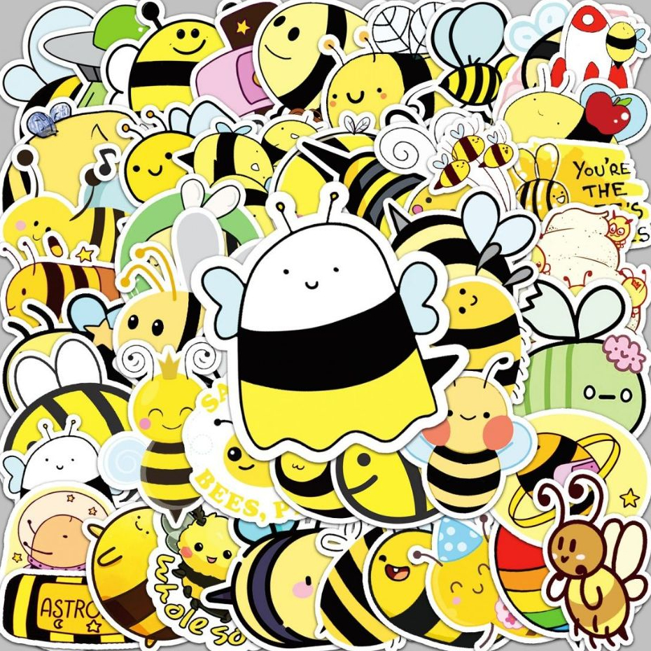 50Piece Funny Little Bee Waterproof Sticker Phones Laptop Skateboard ...
