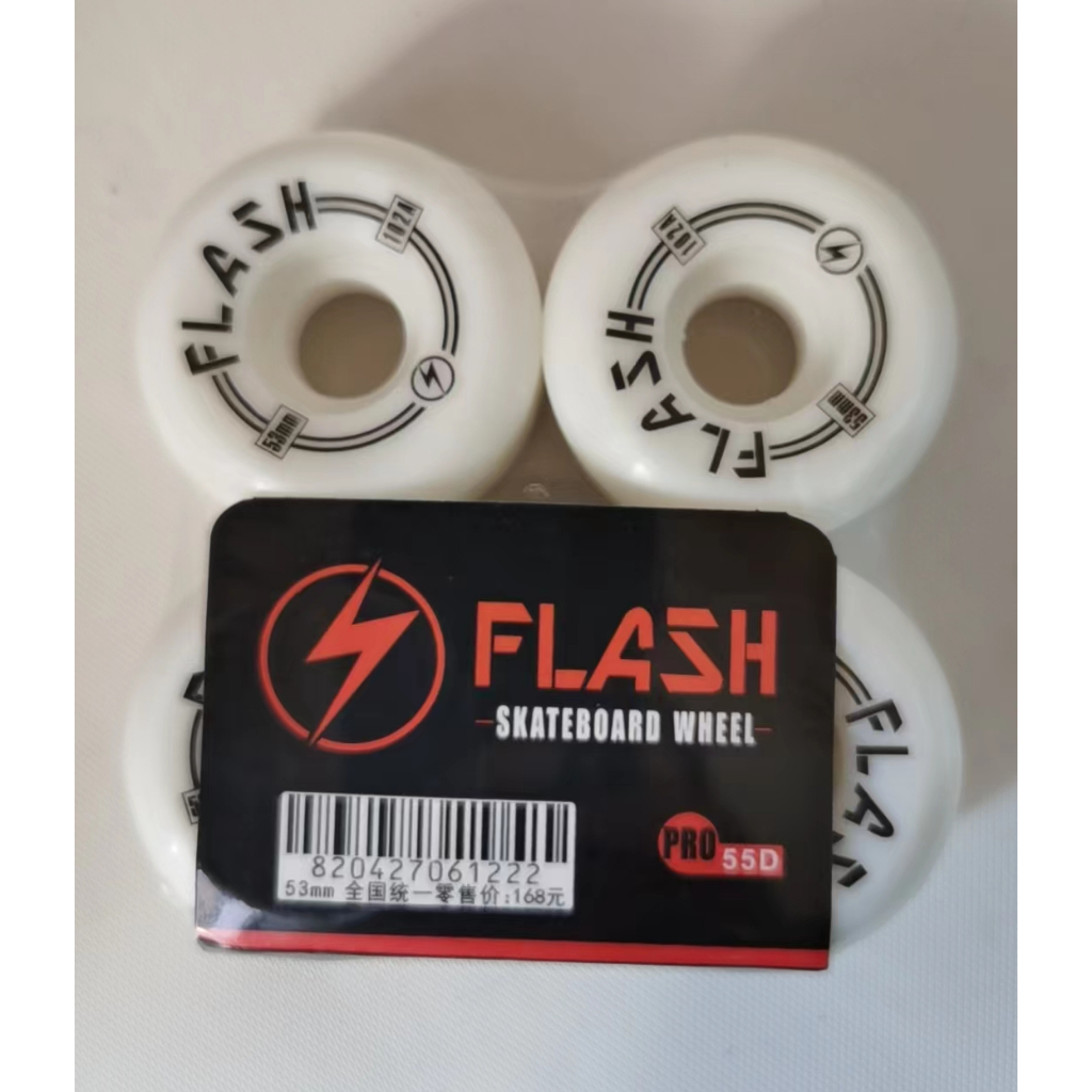 Flash Wheels 4 pcs One Set 53mm Wide 102A Hardness White Skateboarding ...