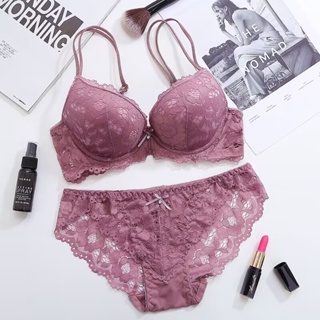 Sexy Lace Bra Set Women Top+ panty Set Push Up Bra panties Underwear Briefs  Lingerie Cup B 9118SET