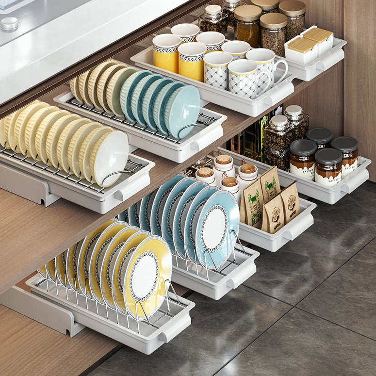 New Kitchen Pull-out Tray Storage Rack Basket Storage Tray Stainless ...