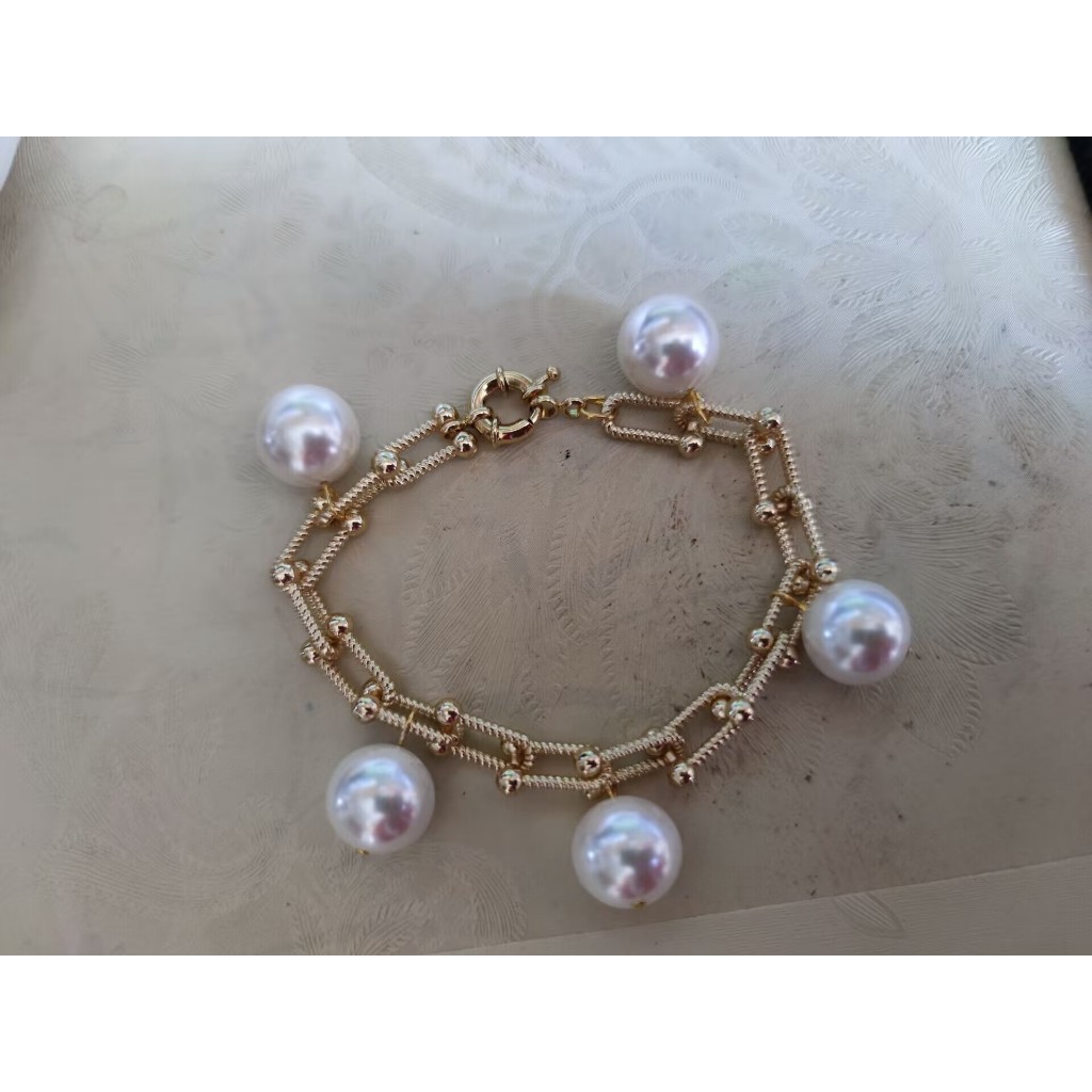 Natural 8mm Pink South Sea Shell Pearl 17-19mm Baroque Pendant Necklace