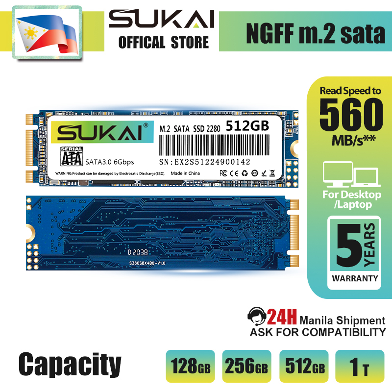 thumbnail image 2 of SaiChi 256GB M.2 2280 NGFF SATA III Internal SSD | 500MB/s Read/Write | Upgrade Laptop Or Desktop 2 of 6