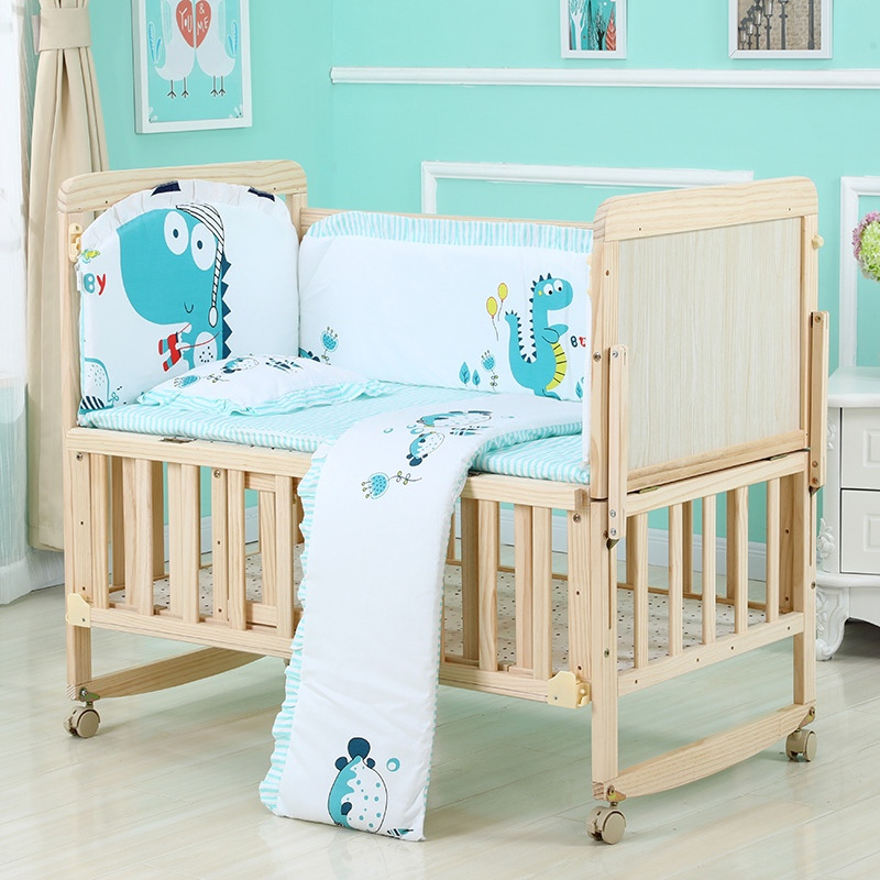 Multifunction Cradle Bed Wood Crib Solid Wood Crib For Baby With Mosquito Mattress 3in1 Baby