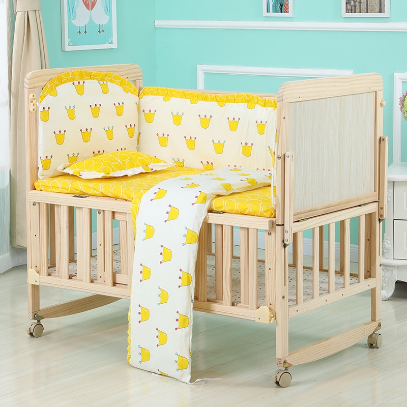Multifunction Cradle Bed Wood Crib Solid Wood Crib For Baby With Mosquito Mattress 3in1 Baby