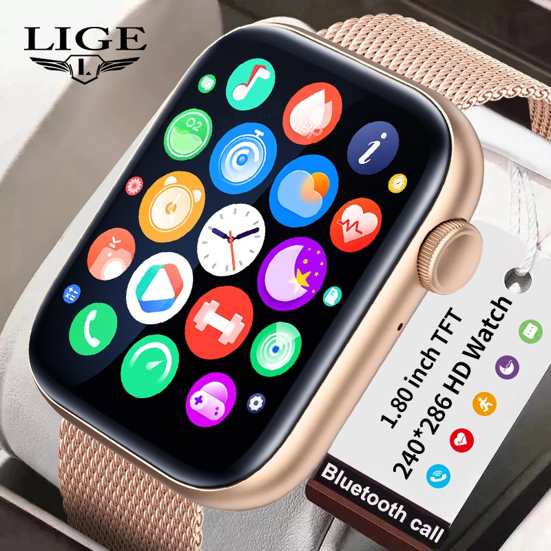 LIGE P45 Smart Watch Women Men With Bluetooth Calls 1.8 inch Full