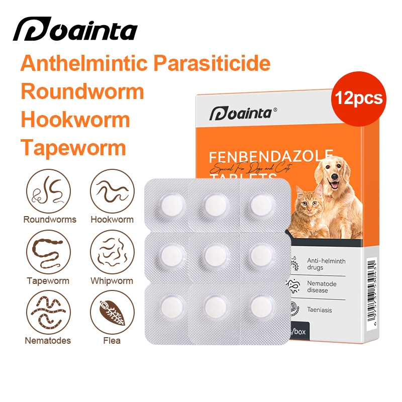 PUAINTA Pet Wormrid Dewormer Tablets For Dogs Cats Tapeworms Roundworms