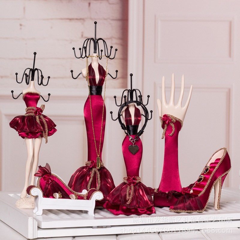 Princess Dress Jewelry Display Stand Necklace Ring Storage Box ...