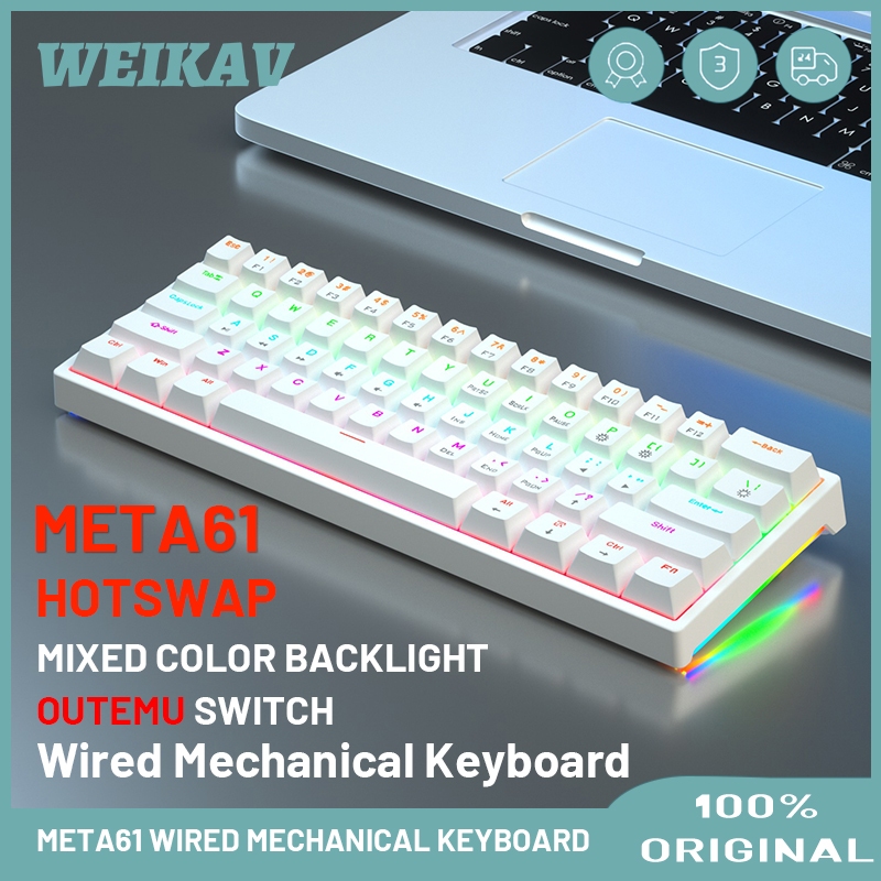 WEIKAV A61 Wired Hotswappable Mechanical Keyboard With Mixed Backlight ...