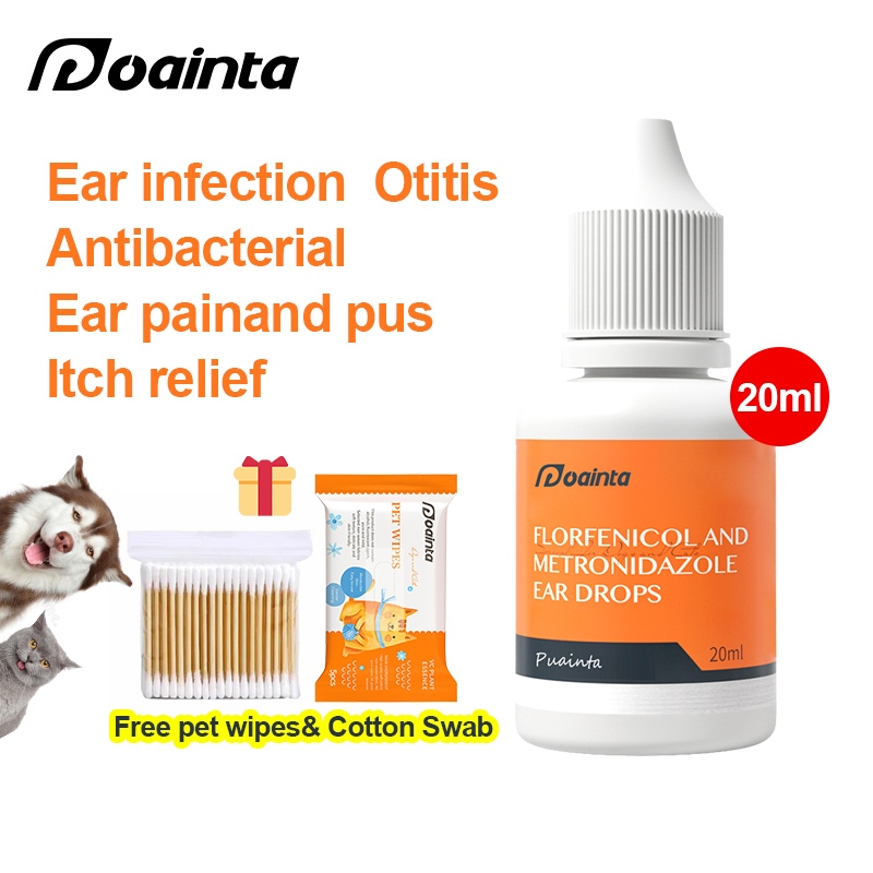 PUAINTA Cat and Dog Ear Drops for Infection Ear Cleaning Drops for Dogs