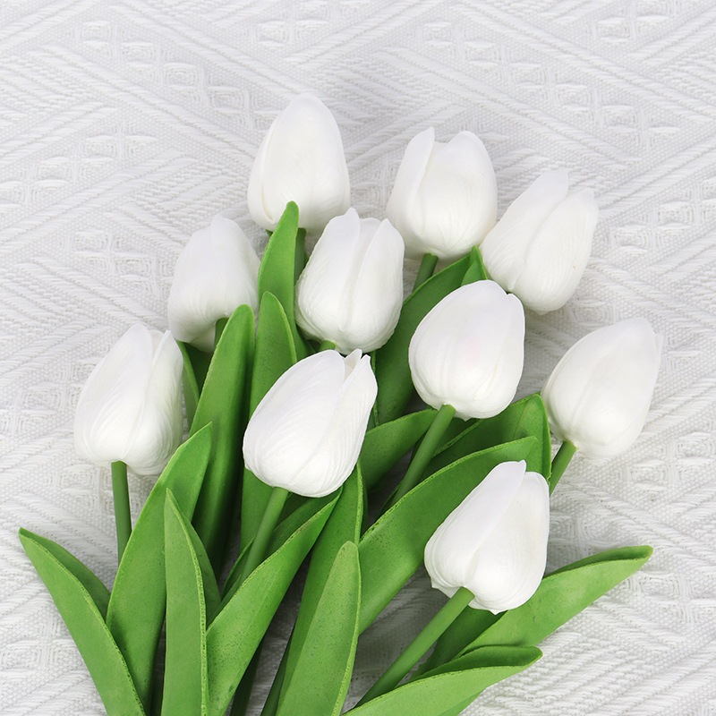 White Tulip fake flower Real Touch PU artificial flower decoration home