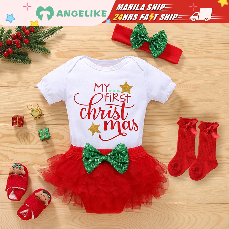 ANGELIKE Christmas Baby Girl Clothes Set 3Pcs Infant Clothes Baby ...