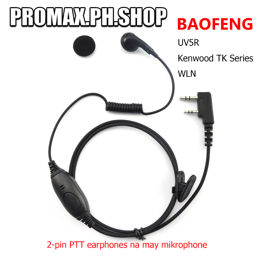 10 Auricolari Kenwood Con PTT Per Ricetrasmittenti Baofeng UV5R 888 666 2 Pin