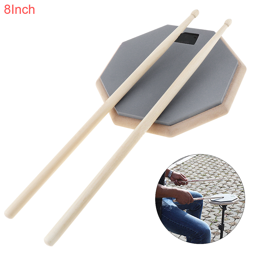 8 Inch Rubber Wooden Dumb Drum Practice Drum Pad with Drum Sticks