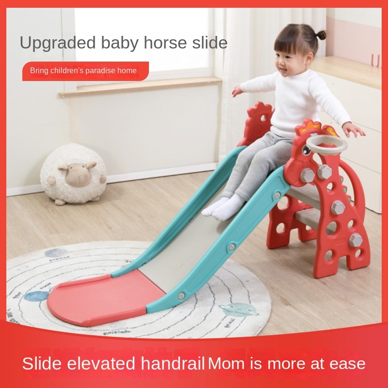 Baby Slide with Basketball Hoop Children Indoor Safety Slide Playground ...