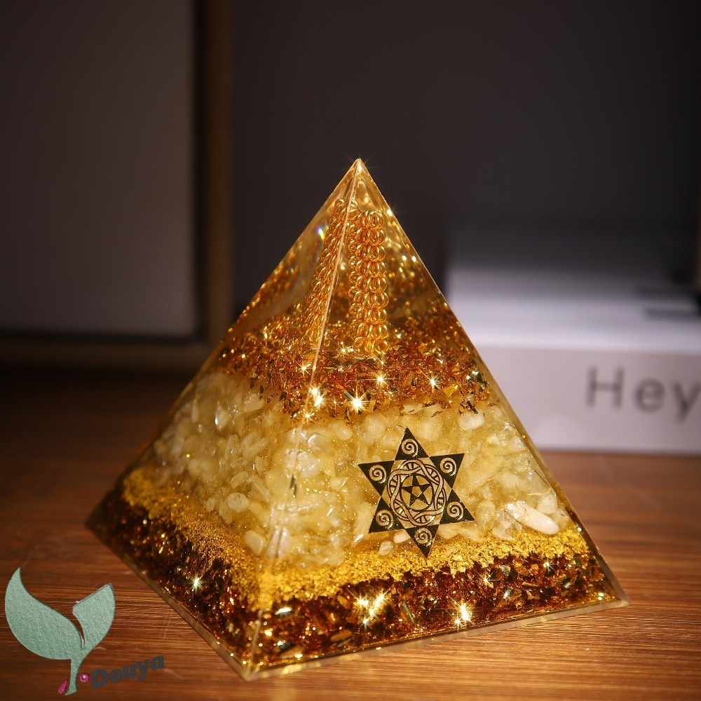 Citrine Orgonite Pyramid with Six Pointed Star,Orgone Pyramid for ...