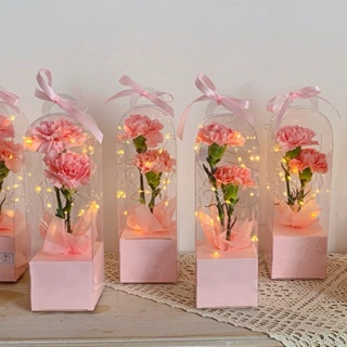 5pcs Pink Kraft Paper Box with Handle Folded flower bouquet flower  packaging material flower arrangement flower basket Gift Box