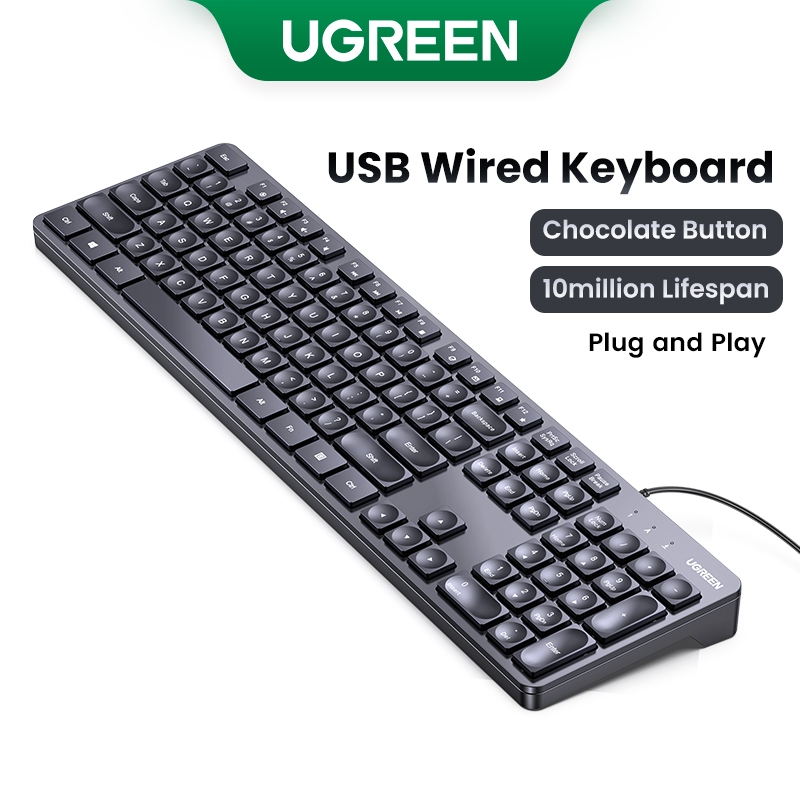 UGREEN Keyboard Wired English Keycaps For MacBook iPad PC Tablet USB
