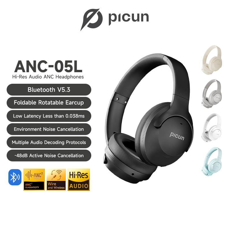 Picun ANC 05 Bluetooth Headphones Wireless Headphone HD Stereo Low