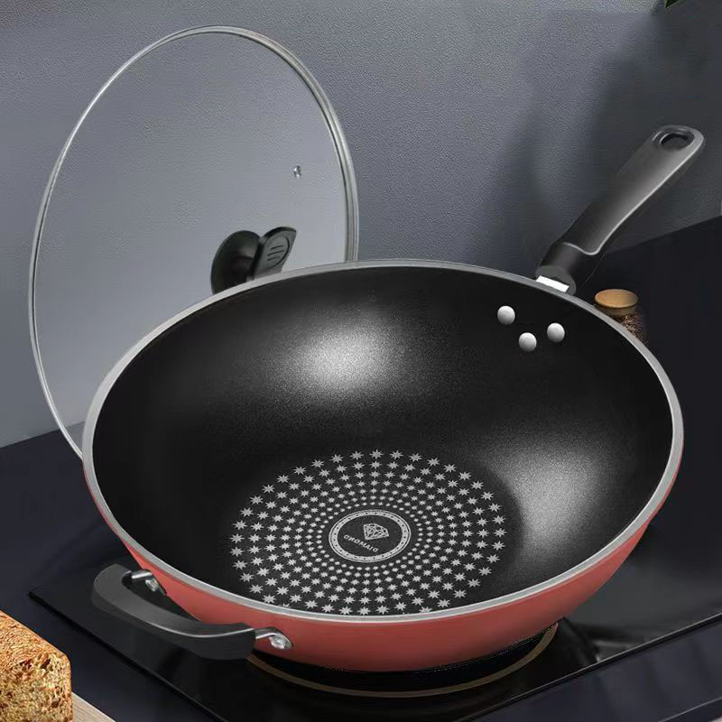 32/34cm Non-stick pan Diamond Frying Pan Kitchen Iron Frying for Gas Stove  induction Cooker | Shopee Philippines