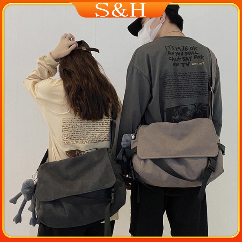 Ins Japanese Big Capacity Canvas Messenger Bag 2023 New Korean Style ...