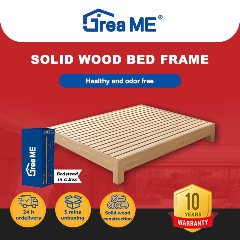 Dremae Solid wood bed frame Family bedstead Single/Double/Queen/King size Bed Bedroom Furniture