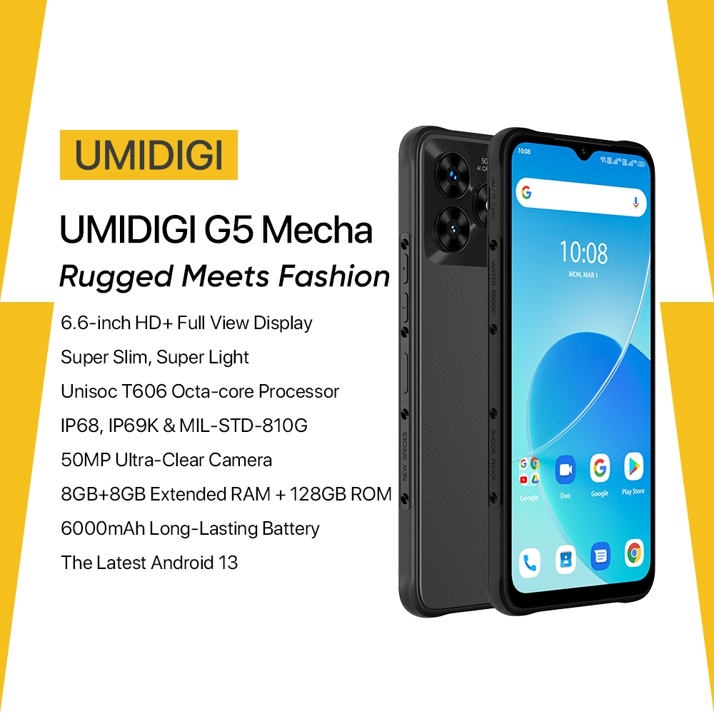 World Premiere Umidigi G5 Mecha Smartphone Android 13 Rugged Smartphone 66 Fhdscreen 8614