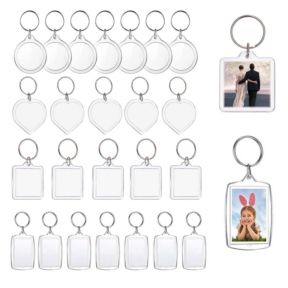 10pcs Keychain Acrylic Key Chain Key Ring Blank Keyrings Insert Photo ...