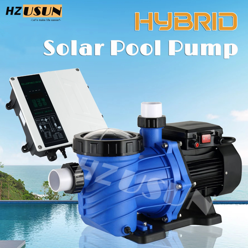 HZUSUN 3HP Hybrid Solar Swimming Pool Pump Kit with Solar Inverter 4/7