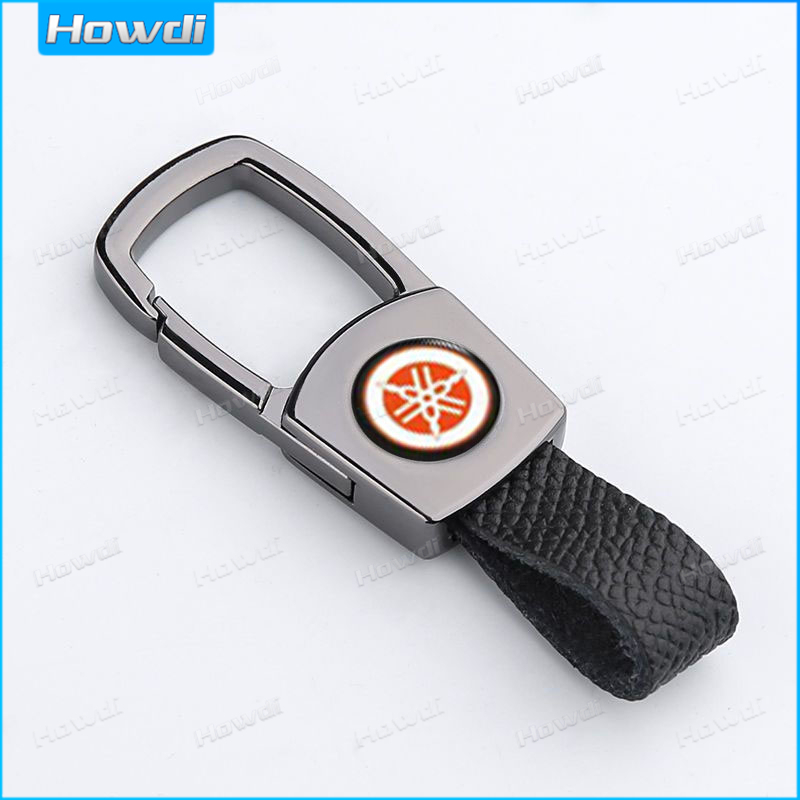 Leather Keychain Alloy Metal Keyring key with logo for Yamaha | Shopee ...
