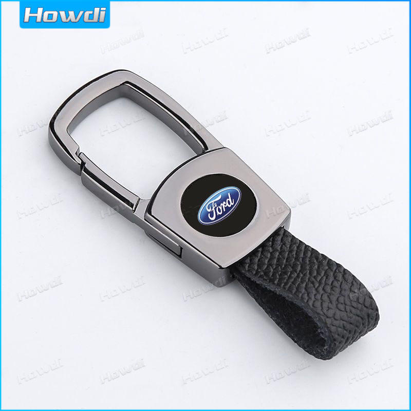 thumbnail image 2 of Genuine Ford Braided Leather Metal Keyring - Modern Black Horse Shoe Key Fob 2 of 6