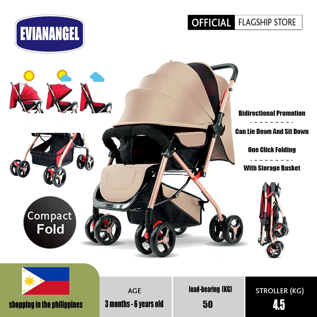 EvianAngel Baby Stroller Folding 360 Rotating Handle Sit And Lie Down ...