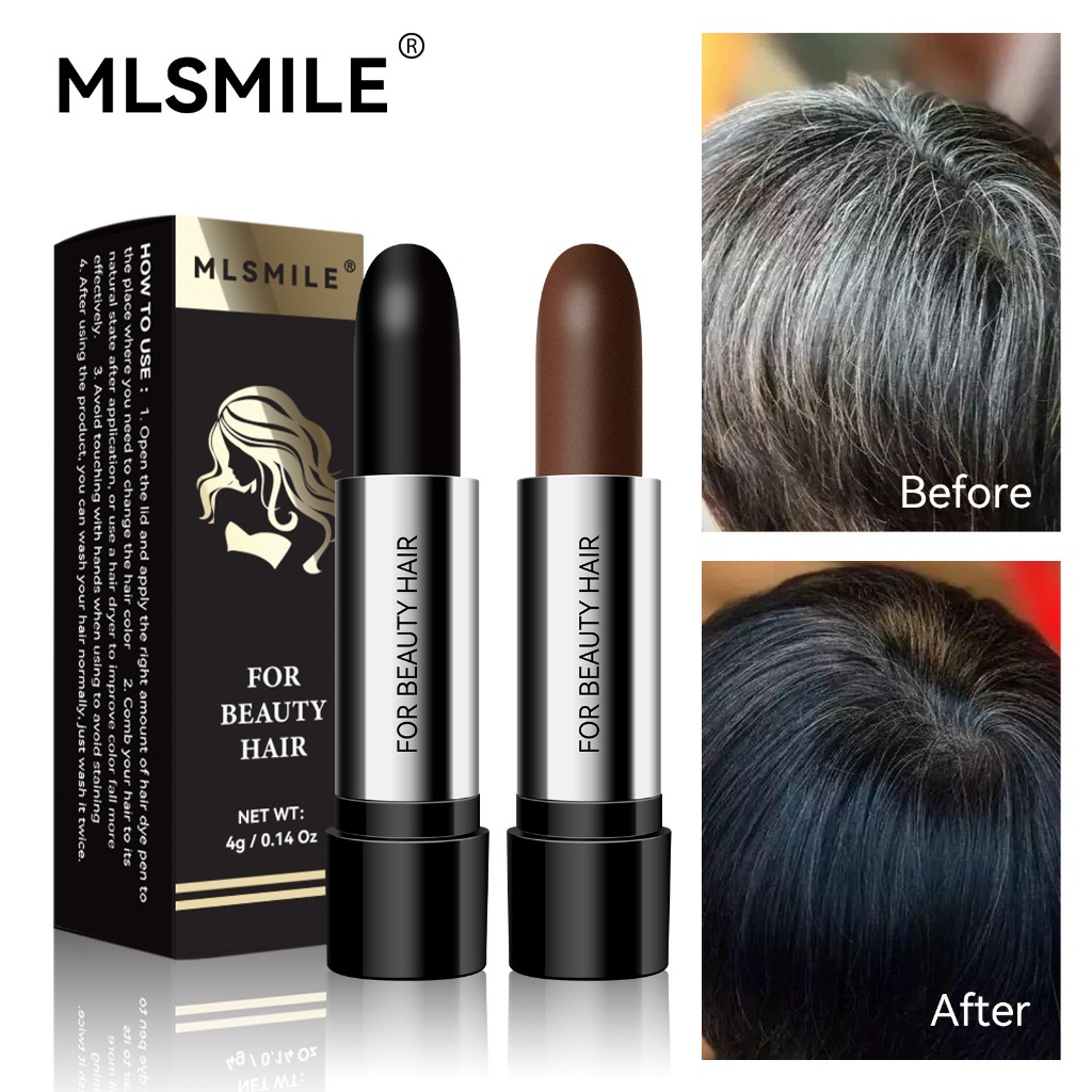 MLSMILE Instant Hair Color Lipstick Pen Temporary Hair Dye Cover White ...
