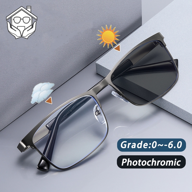 Photochromic Graded Glasses For Women Men Myopia Glasses With Grade