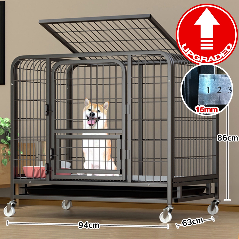 【Ready Stock】XXXL Dog Cage Square Tube Stainless Steel Dog Crate Pet