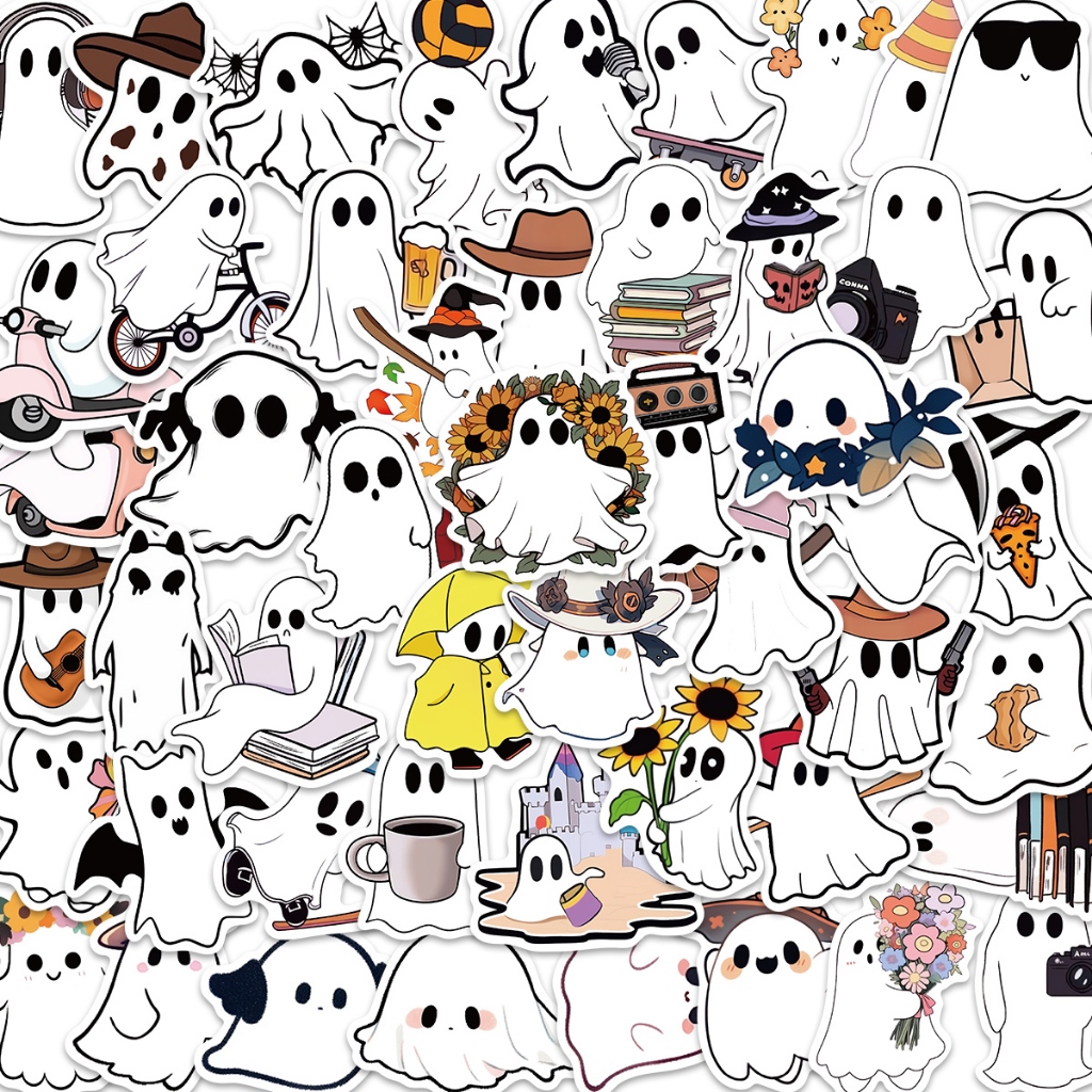 50pcs Stickers Cartoon Ghost Cute Graffiti Cartoon Skateboard ...