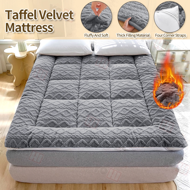 Foldable Matress Double Thickened Tatami Topper Lamb Mattress Protector ...