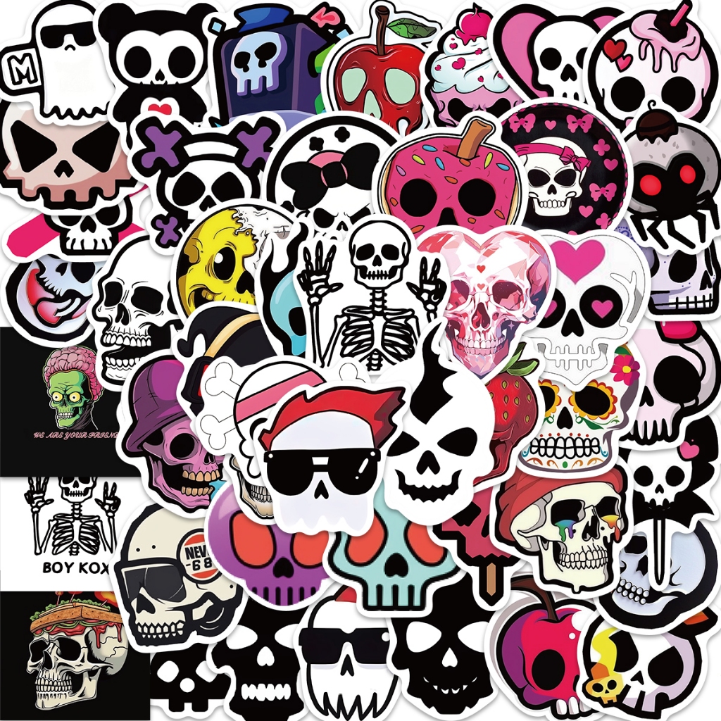 52pcs Stickers Cartoon Skull Cute Graffiti Cartoon Skateboard ...