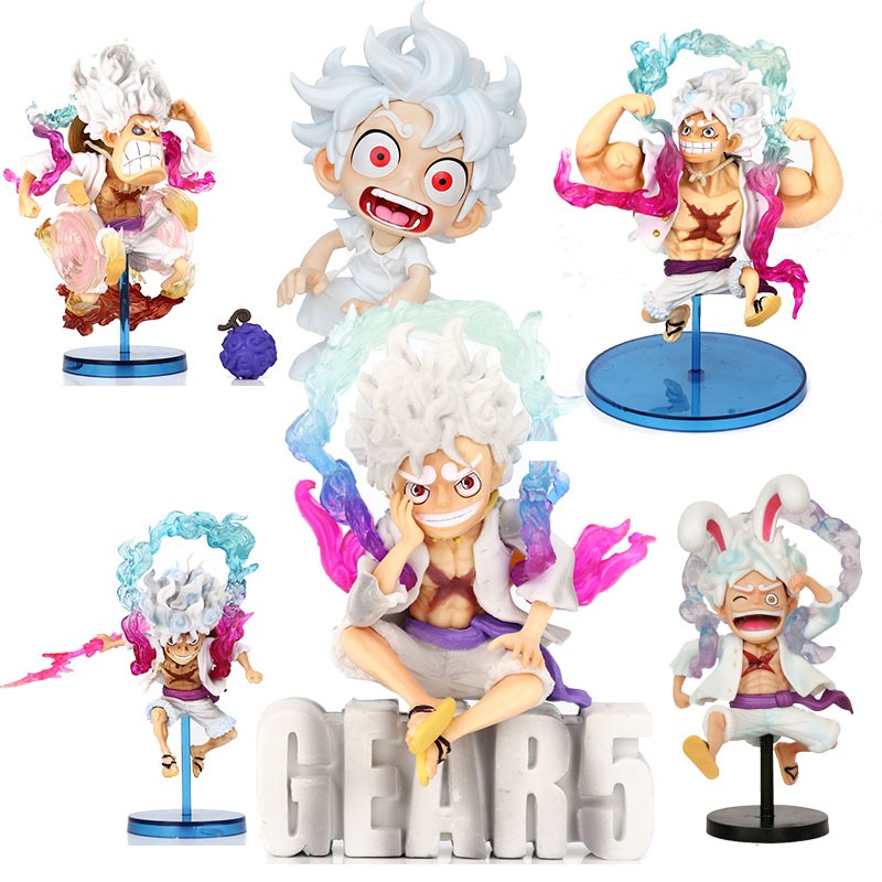 One Piece Monkey D Luffy Action Figure Luffy GEAR 5 Nika Sun God Chibi ...