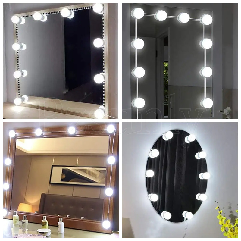 Mirror LED Makeup Lights Non-Blinding Tricolour Infinitely Dimmable USB ...
