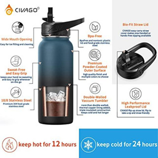 Civago Oz Rose Gold Wide Mouth With Spout Lid Vacuum Insulated Tumbler Hot And Cold Drinking