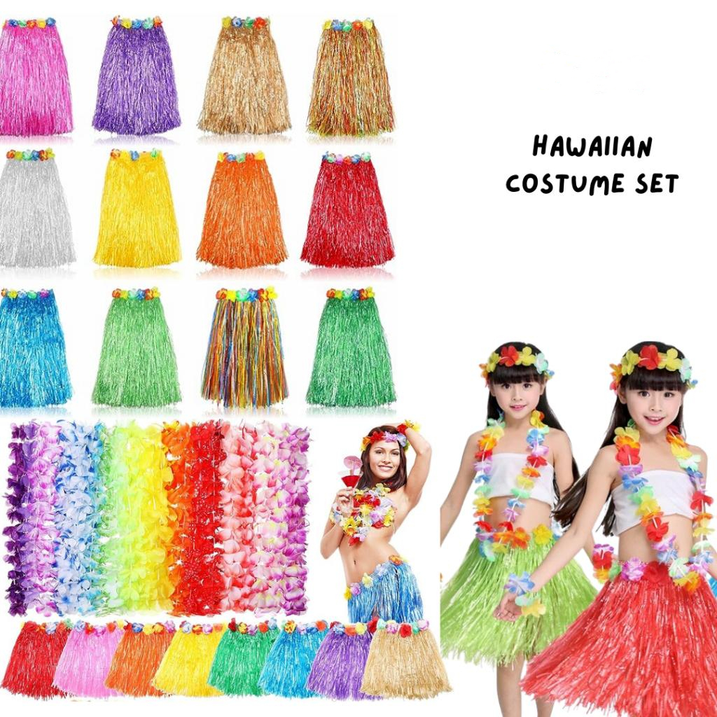 Hawaiian Grass Skirt Hula Skirt Lei Costume Luau Party Dance Beach