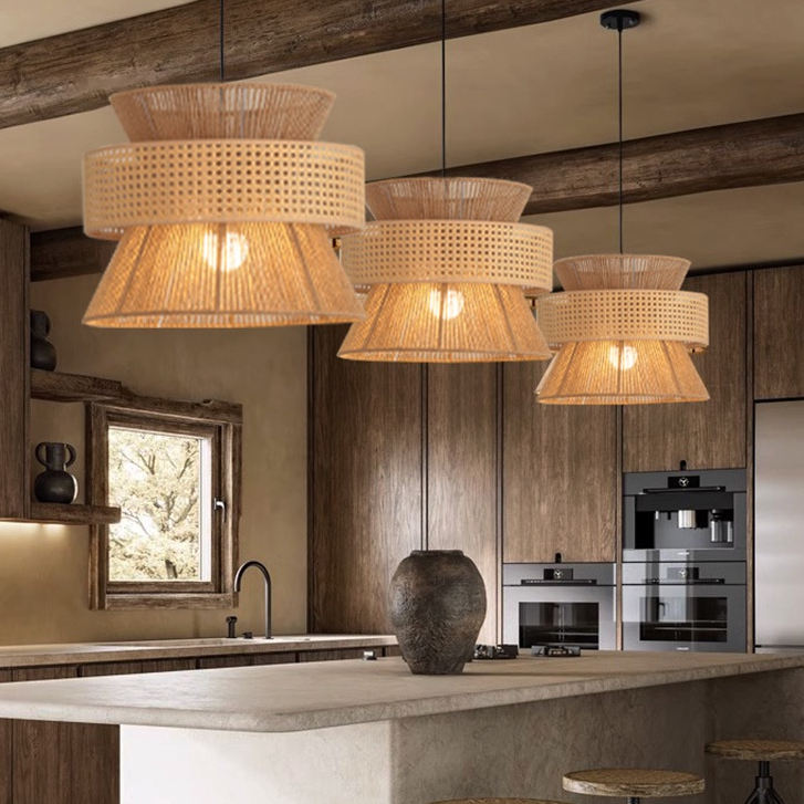 Japanese Dining Light Retro Chandelier Ceiling Light Creative Rattan  Pendant Light Tea Room/Cafe Dining Room Decorative Hanging Light