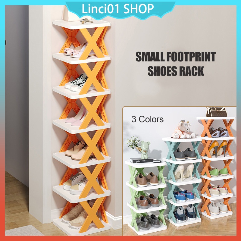 Plastic Shoes Rack Multilayer Narrow Shoe Rack Storage Space Saving DIY Multitier