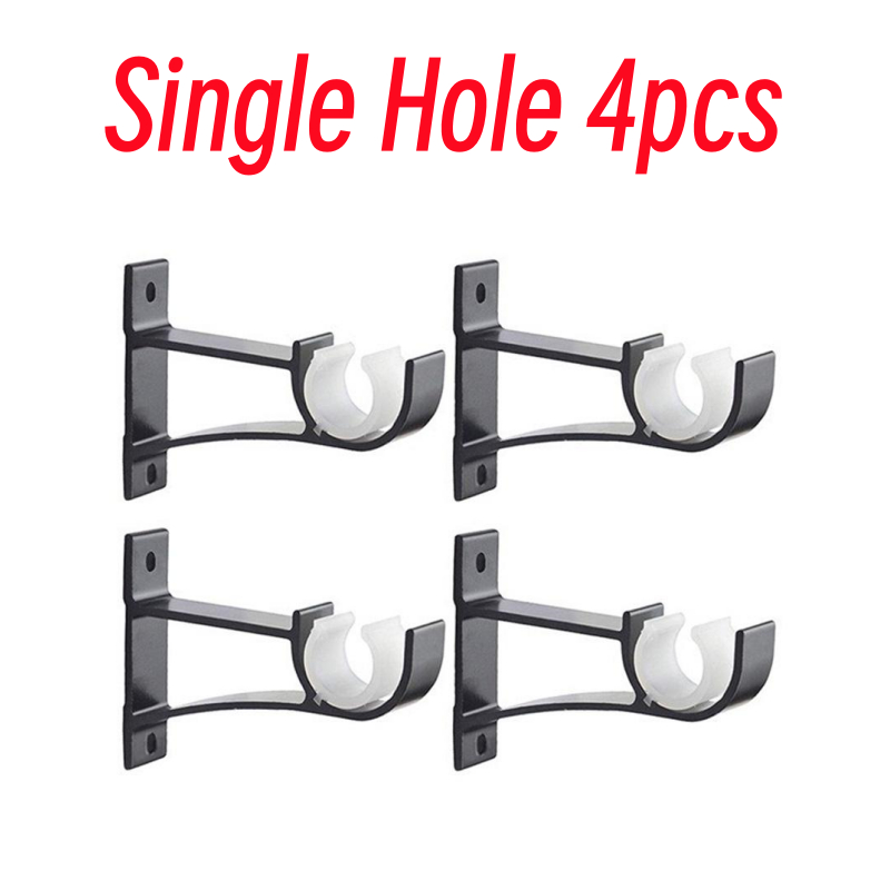 4pcs Double Curtain Rod Bracket Holder Set Metal Heavy Duty Base Rod