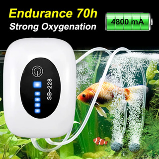 Boxtech Aquarium Air Pump USB Rechargeable Oxygen Pump with Air Stone for  Fish Tank