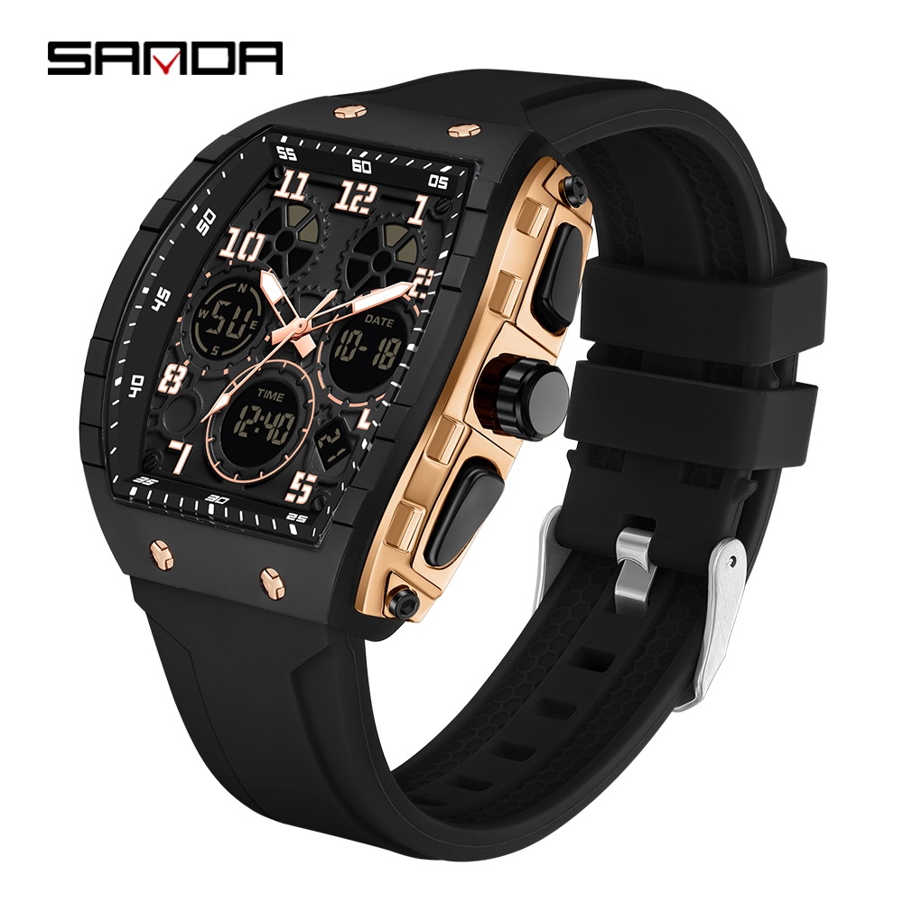 SANDA Brand Luxury Men s Fashion Casual Sports Watches Waterproof Square Dual Display Men s Watches Clock Shopee Philippines