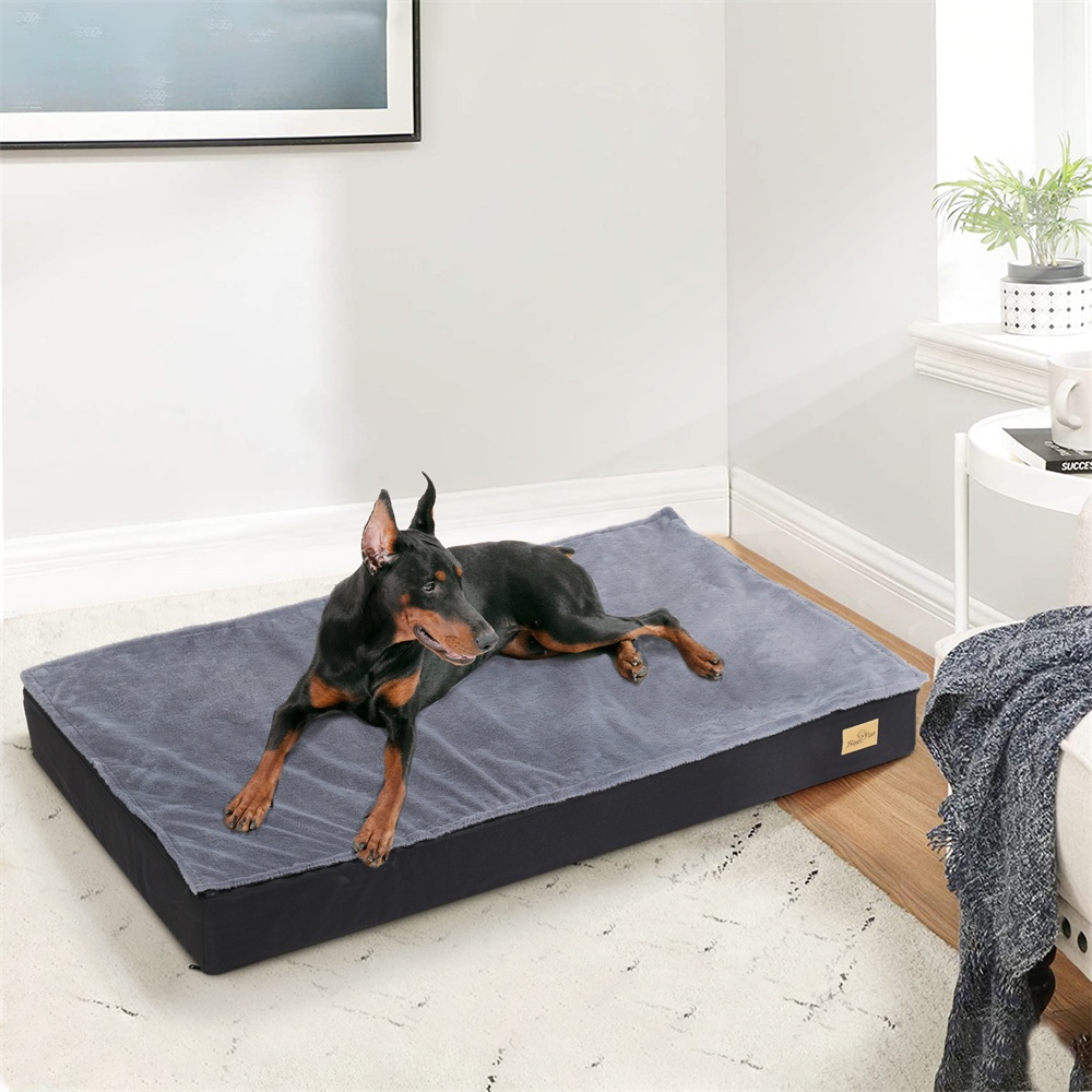 Large Orthopedic Dog Pillow Bed Sponge Foam Base Plush Cover Waterproof