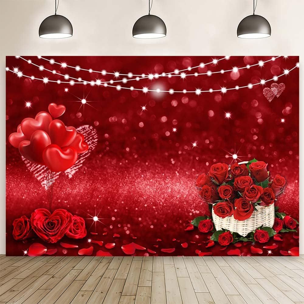 7x5ft Valentine's Day Photography Backdrop Red Sweet Heart Rose Floral ...