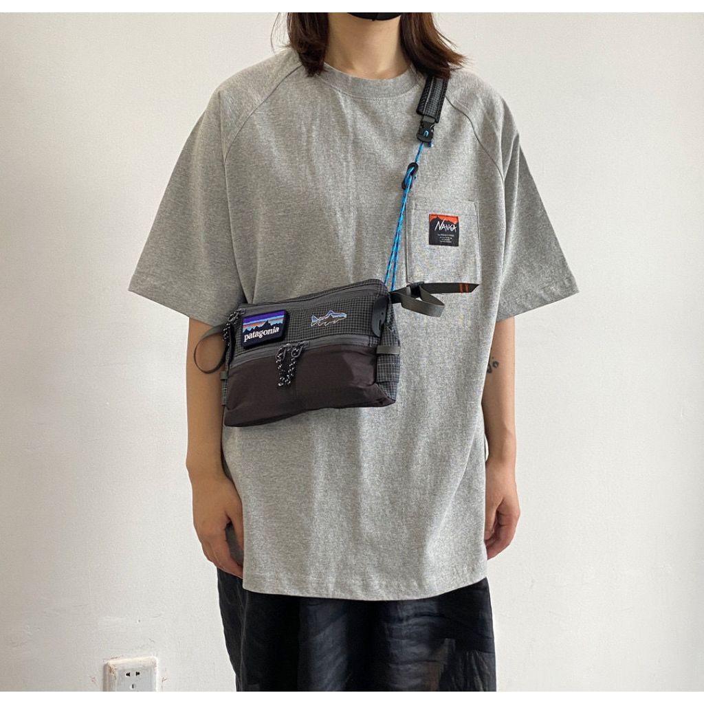 Outdoor plaid fly fishing chest bag men's new street trend bag shoulder  waterproof function crossbody bag